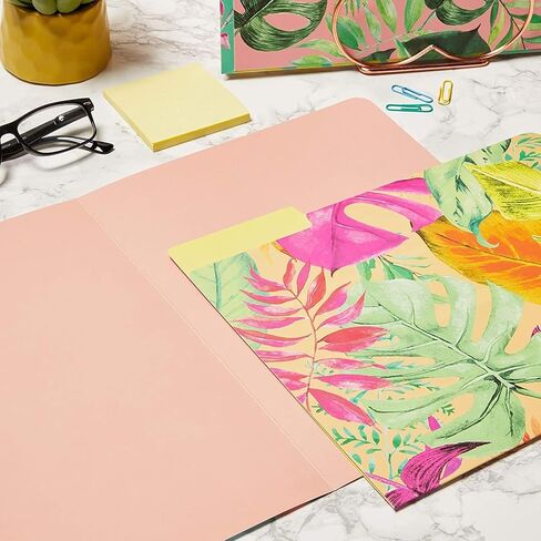 مجلدات ملفات مزخرفة من Paper Junkie Pink Flamingo، علامة تبويب 1/3 قطع، حجم الحروف، ملونة بلمسات من رقائق الذهب (12 حزمة) in Kuwait