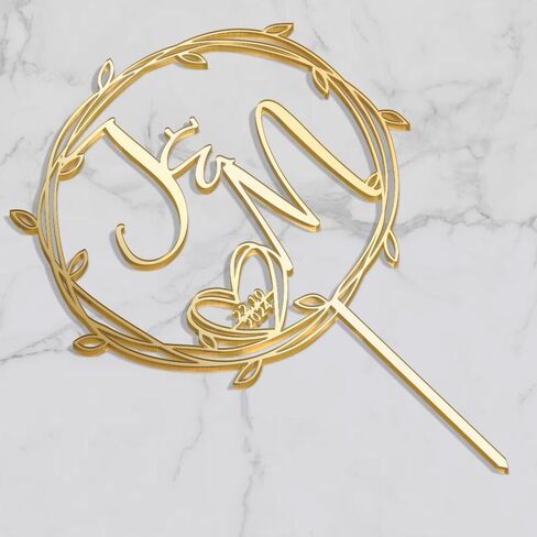 الأحرف الأولى الشخصية الكعكة الزفاف في أعلى في أكريليك مخصص زفاف الذكرى تاريخ الكعكة توببر الديكور الكعكة (التصميم 06) in Kuwait
