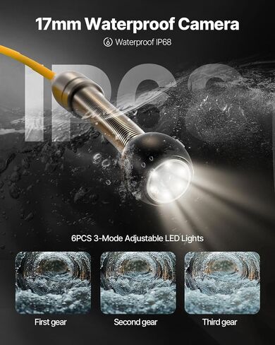 VEVOR Sewer Camera, 66ft/20M 4.3" Pipe Drain Inspection Camera with DVR Function & Snake Cable, Waterproof IP68 Borescope w/LED Lights, Industrial Endoscope for Home Wall Duct Drain Pipe Plumbing in Saudi Arabia