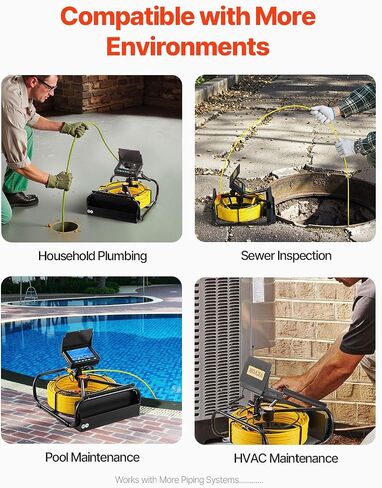 VEVOR Sewer Camera, 66ft/20M 4.3" Pipe Drain Inspection Camera with DVR Function & Snake Cable, Waterproof IP68 Borescope w/LED Lights, Industrial Endoscope for Home Wall Duct Drain Pipe Plumbing in Saudi Arabia