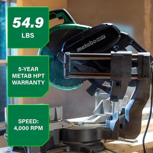 Metabo HPT 12-Inch Sliding Miter Saw, Dual Bevel, Xact Cut Shadow Line, 5-Year Warranty, C12RSH3 in Saudi Arabia