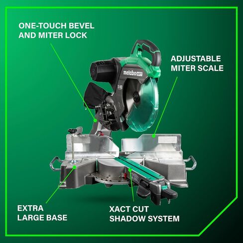Metabo HPT 12-Inch Sliding Miter Saw, Dual Bevel, Xact Cut Shadow Line, 5-Year Warranty, C12RSH3 in Saudi Arabia