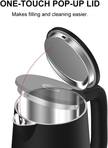 Temperature Control Electric Kettle, Long-term Keep Warm 304 SS Interior 1.7 L Electric Tea Kettle & Hot Water Boiler with Real Time Display,Auto-Off & Boil-Dry Protection, BPA Free in Saudi Arabia