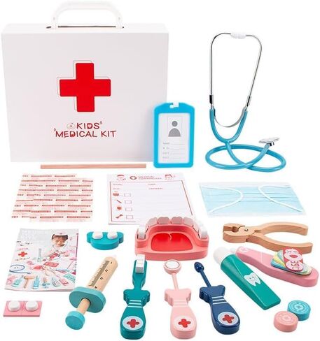 مجموعة الطبيب للأطفال الصغار من عمر 3 إلى 5 سنوات، مجموعة طبية صغيرة للأطفال ألعاب التظاهر، مجموعة طبية متينة مع لعبة سماعة الطبيب، هدية طبيب وردية للأولاد والبنات in Kuwait