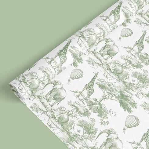 JarThenaAMCS Blue and White Wrapping Paper -Mini Roll- 17 In x 32.8 Ft Jungle Animal Gift Wrap Paper for Holiday Birthday Baby Shower Party Wrapping Supplies in Saudi Arabia
