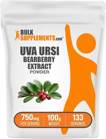 BulkSupplements.com مسحوق مستخلص أوراق التوت - مستخلص أوفا أورسي، مكمل عنب الدب، مسحوق أوراق التوت - نباتي وخالي من الغلوتين، 750 مجم لكل وجبة، 250 جم (8.8 أونصة) (عبوة من قطعة واحدة) in Saudi Arabia