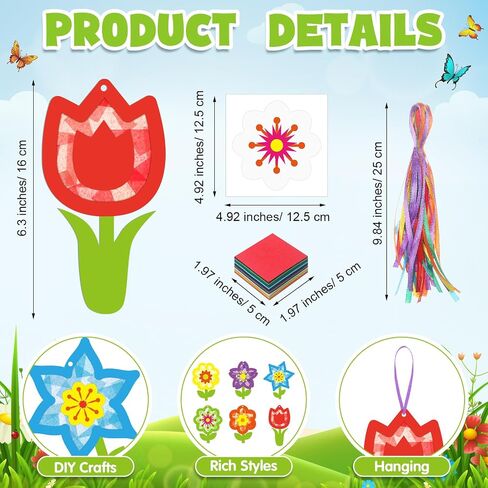 24 مجموعة عباد الشمس الحرف الزهرة مجموعة Suncatcher الأنسجة الورق الحرف مجموعة ديكور ديي ديكور الحفلات جعل الزهرة الخاصة بك معلقة الحلي للمنزل الصيفي أنشطة عيد الأم الربيع الأم الربيع in Saudi Arabia