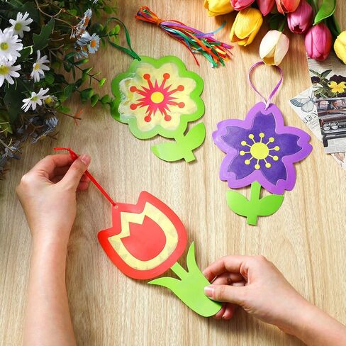 24 مجموعة عباد الشمس الحرف الزهرة مجموعة Suncatcher الأنسجة الورق الحرف مجموعة ديكور ديي ديكور الحفلات جعل الزهرة الخاصة بك معلقة الحلي للمنزل الصيفي أنشطة عيد الأم الربيع الأم الربيع in Saudi Arabia