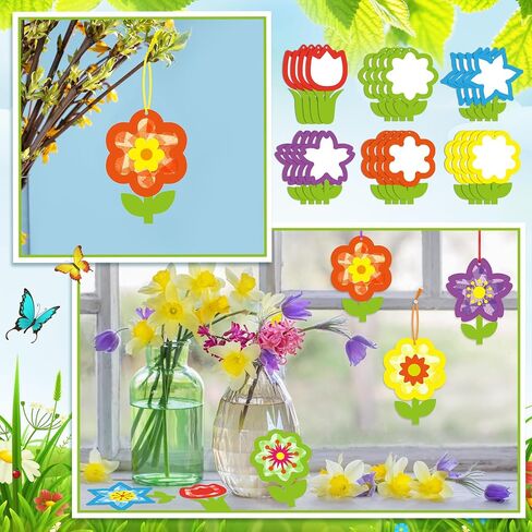 24 مجموعة عباد الشمس الحرف الزهرة مجموعة Suncatcher الأنسجة الورق الحرف مجموعة ديكور ديي ديكور الحفلات جعل الزهرة الخاصة بك معلقة الحلي للمنزل الصيفي أنشطة عيد الأم الربيع الأم الربيع in Saudi Arabia