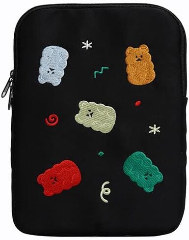 Fairycore Bear Print Laptop Sleeve Case Kawaii Embroidered Padded Travel Computer Cute Bag Laptop Cover with Pocket (13inch,Multi-Bear) in Saudi Arabia