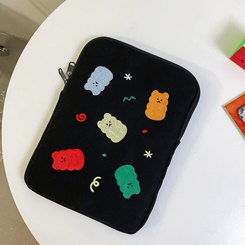Fairycore Bear Print Laptop Sleeve Case Kawaii Embroidered Padded Travel Computer Cute Bag Laptop Cover with Pocket (13inch,Multi-Bear) in Saudi Arabia