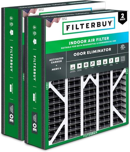 Filterbuy 16x20x5 Air Filter MERV 8 Odor Eliminator (2-Pack), Pleated HVAC AC Furnace Air Filters with Activated Carbon for Honeywell, Lennox, and More (Actual Size: 15.75 x 19.75 x 4.38 Inches) in Saudi Arabia