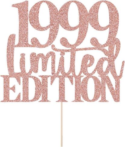 Limited Edition 1999 Cake Topper 26th عيد ميلاد سعيد كعكة عيد ميلاد سعيد Topper Men and Women Cheer 26 Years Handmade Rose Gold Glitter Cake Decoration (1999) in Kuwait