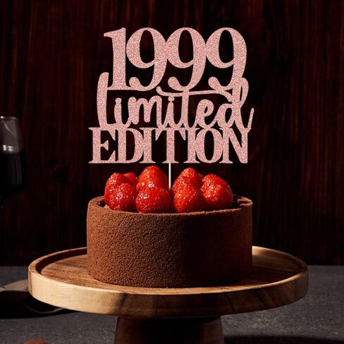 Limited Edition 1999 Cake Topper 26th عيد ميلاد سعيد كعكة عيد ميلاد سعيد Topper Men and Women Cheer 26 Years Handmade Rose Gold Glitter Cake Decoration (1999) in Kuwait