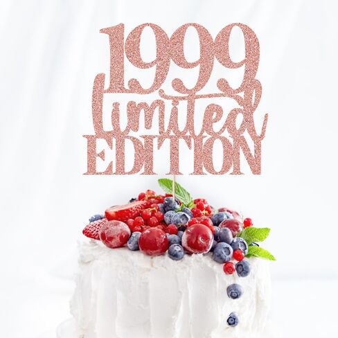 Limited Edition 1999 Cake Topper 26th عيد ميلاد سعيد كعكة عيد ميلاد سعيد Topper Men and Women Cheer 26 Years Handmade Rose Gold Glitter Cake Decoration (1999) in Kuwait