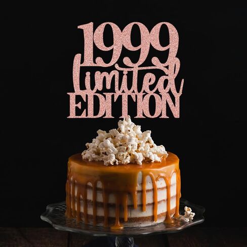 Limited Edition 1999 Cake Topper 26th عيد ميلاد سعيد كعكة عيد ميلاد سعيد Topper Men and Women Cheer 26 Years Handmade Rose Gold Glitter Cake Decoration (1999) in Kuwait