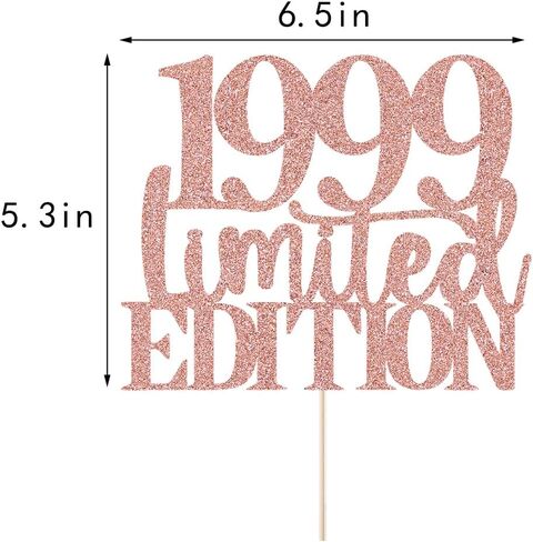 Limited Edition 1999 Cake Topper 26th عيد ميلاد سعيد كعكة عيد ميلاد سعيد Topper Men and Women Cheer 26 Years Handmade Rose Gold Glitter Cake Decoration (1999) in Kuwait