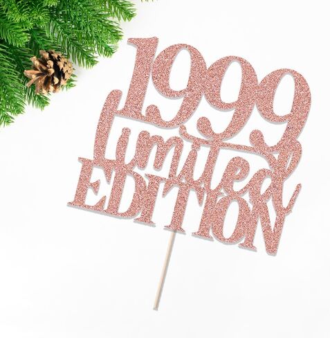 Limited Edition 1999 Cake Topper 26th عيد ميلاد سعيد كعكة عيد ميلاد سعيد Topper Men and Women Cheer 26 Years Handmade Rose Gold Glitter Cake Decoration (1999) in Kuwait