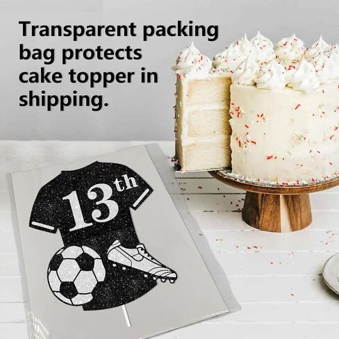 Black Glitter Football Jersey 13th Cake Topper Soccer World Cup Thief Decories Supplies Men Own in Kuwait