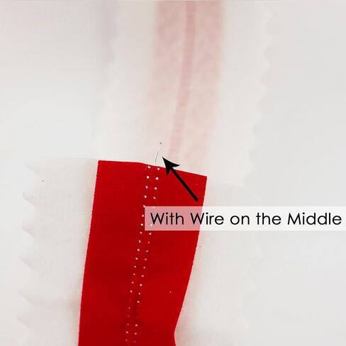 MEEDEE Christmas Felt Ribbon 2.5 Inch Wired, 10 Yards White With Red Velvet Middle Rickrack Cutout for Tree Decoration, Topper Bow, Garland in Saudi Arabia
