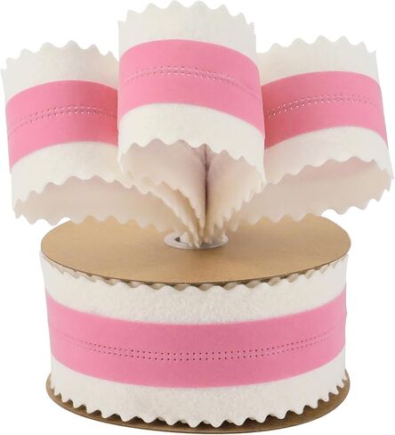Meedee Christmas Felt Ribbon 2.5 inch Wired ، 10 ياردة بيضاء مع قطع Red Velvet Middle Rickrack لزينة الأشجار ، القوس العلوي ، إكليل in Saudi Arabia