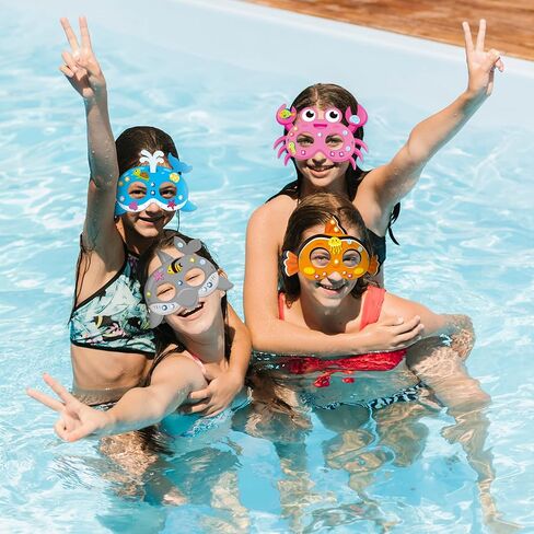 30PCS DIY Paper Mask Craft Kits with Diamond Sticker ، Under the Sea Party Comply Form Taving for Girls Boys Kids Birthday School School Activity (Axolotl Animals) in Kuwait