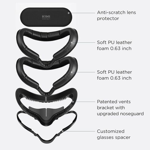 KIWI design Comfort Face Cushion Pad Compatible with Quest 2 Accessories, Breathable Facial Interface and Glasses Spacer in Saudi Arabia
