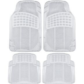 BDK Heavy Duty 4pc Front & Rear Rubber Floor Mats for Car SUV Van & Truck - All Weather Protection Universal Fit, Clear
