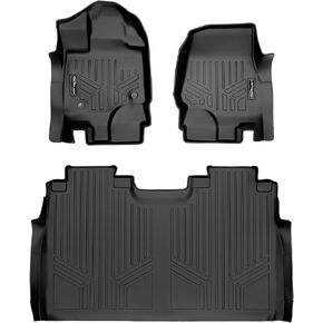 SMARTLINER Custom Fit Floor Mats 2 Row Liner Set Black Compatible with 2015-2022 Compatible with Ford F-150 SuperCrew Cab with 1st Row Bucket Seats