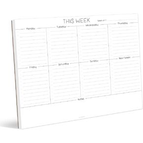 Evercio Weekly Planner Notepad 11" x 8,5" | Undated Daily To Do List Pad | Weekly Productivity Habbit Tracker Academic Planner Goal Tracker Organizer/w Notes Section | Full Year - 52 Tear Off Sheets