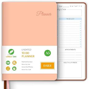 دفتر ملاحظات To Do Planner، مخطط يومي غير مؤرخ للجدول الزمني، مجلة جدول أعمال من جلد البولي يوريثان الناعم لتحسين إدارة الوقت، وتتبع العادات وقائمة الأهداف - ابدأ في أي وقت، 5.8 بوصة × 8.5 بوصة (أسود) in Kuwait