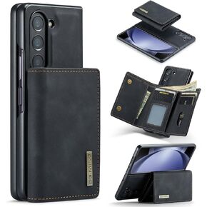 2 in 1 Wallet Case for Samsung Galaxy Z Fold 5, DG.MING Retro Leather Cell Phone Back Cover Magnetic Detachable with Trifold Wallet Credit Card Cash Holder (Coffee)