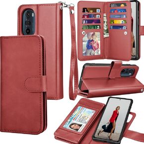 Tekcoo Wallet Case for Motorola Edge+ 2022 | Moto Edge Plus 5G UW 2022 | Edge 30 Pro | X30 | XT2201 PU Leather ID Credit Card Holder Carrying Pouch Flip Cover [Detachable Magnetic Hard Cases] Black