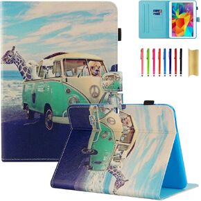 Dteck Wallet Case for Galaxy Tab 4 10.1 Tablet (SM-T530/T531/T535) - [Corner Protection] Multi-Angle Viewing Stand Slim Folio Smart Case Cover with Auto Sleep/Wake Function, Gold Pineapples