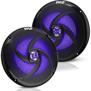 PyleUsa Dual 8'' Marine Speakers - 2 Way Full Range Stereo Sound, 160 Watt, Black - LED Light: Blue Illumination, Water-Resistant Design