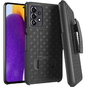 Rome Tech Holster Case with Belt Clip for Samsung Galaxy A52 4G / A52 5G / A52s 5G - Slim Heavy Duty Shell Holster Combo - Rugged Phone Cover with Kickstand Compatible with Galaxy A52 - Black