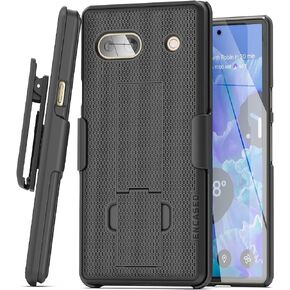 Encased DuraClip Designed for Pixel 6a Belt Clip Case (Slim-fit) Phone Holster Case with Kickstand, Black (Google Pixel 6a)