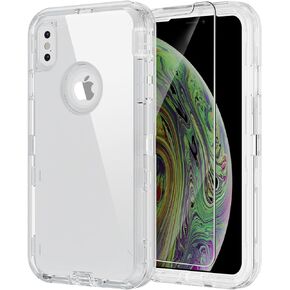 Holster Case for iPhone Xs Max, [Heavy Duty] 3 in1 Rugged Shorkproof Cover with Screen Protector for Apple iPhone Xs Max (2018) (Turquoise Without Kickstand)