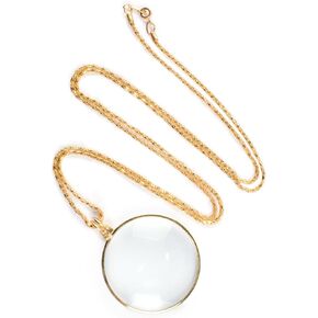 Necklace with 1-3/4 Inch Optical Magnifier Lens and 36-Inch Gold Chain for Library, Reading Fine Print, Zooming, Increase Vision, Jewelry