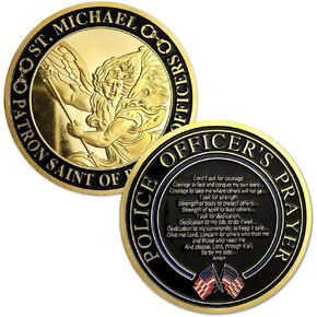 St. Michael Patron Saint of Law Enforcement Challenge Coin Police Officer Prayer Coin