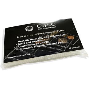 C.P.C (Coin Protect Cover) Double Pocket Safety Coin Flips (2½" x 2½", 50 Flips) for Long Term Coin Storage in Kuwait