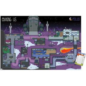 Trends International Among Us - Polus Map Wall Poster, 14.72" x 22.37", Barnwood Framed Version