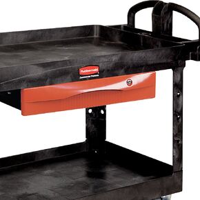 Rubbermaid Commercial Products Rolling Cart Lockable Drawer for Premium Universal Shelf Carts, Chrome, Secure Tools in Cart for added Safety