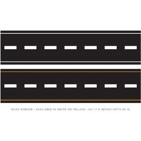 Sunny Decals Road Wall Border Fabric Wall Decal - White - Set of Two 24.7" x 6" Sections - Reusable, Repositionable