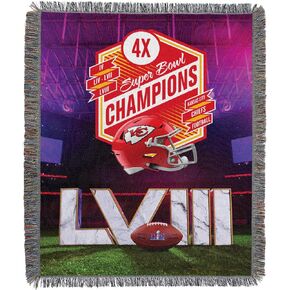 Northwest NFL Kansas City Chiefs Super Bowl LVIII Champions Woven Tapestry, 48" x 60", Re Take Multi Champs