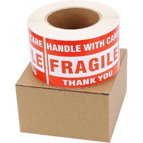 [1 Roll, 500 Labels] 3" x 5" Fragile Stickers Handle with Care Warning Packing/Shipping Labels - Permanent Adhesive