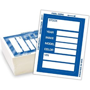 Versa-Tags Red Car Dealer Stock Stickers, 100 Pcs, Improved Design, 3'' x 4'', Made in USA