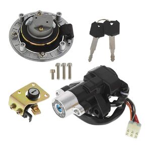 WFLNHB Ignition Switch Gas Cap Cover Seat Lock Key Replacement for Suzuki GSX600 1998-2006 GSX750 1998-2006 GSXR600 1997-2000 GSXR750 1993-1999