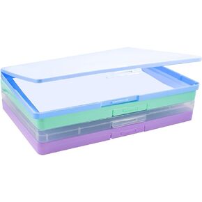 4pcs Colorful A4 File Box, Portable Project Case Storage File Boxes Organizing A4 Paper Photo Document Magazines Desk Magazine Container for Home Work Office Document Notebook Books Accessories