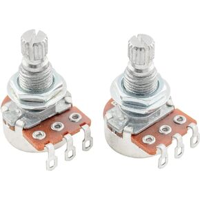 Alpha Mini A25K Metric Potentiometers Split Shaft Audio Taper Pots for Electric Guitar or Bass (2 Pieces)